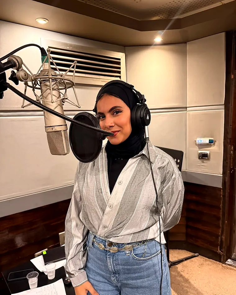Naira Tarek in the recording booth
